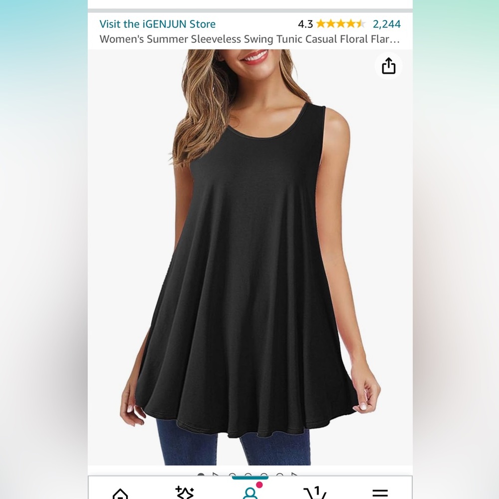Long black sleeveless top